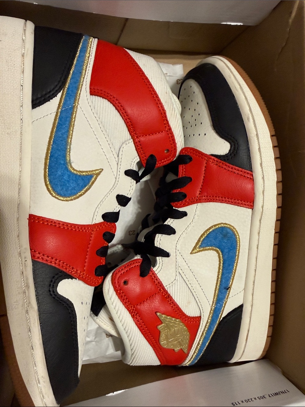 Nike Air Jordan 1 Mid Red, Blue & Black Women's High-Top Sneakers